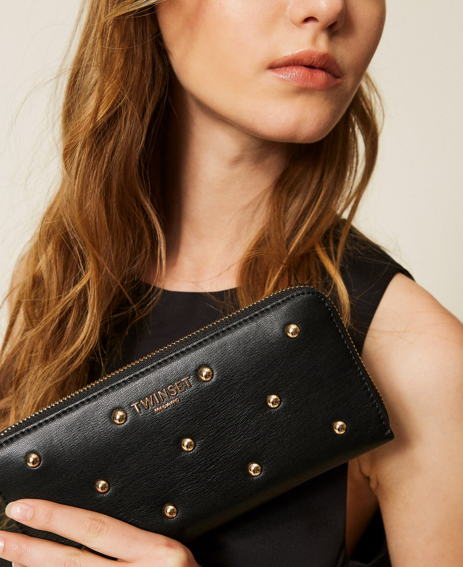 Zip around wallet with studs Black Woman 261TB7173_00006_T0
