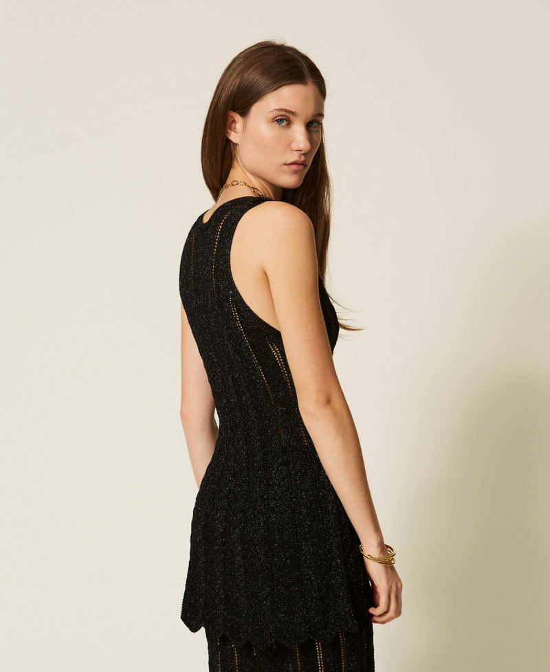Multi function knit vest Black Lurex Woman 261TT3321_11646_03
