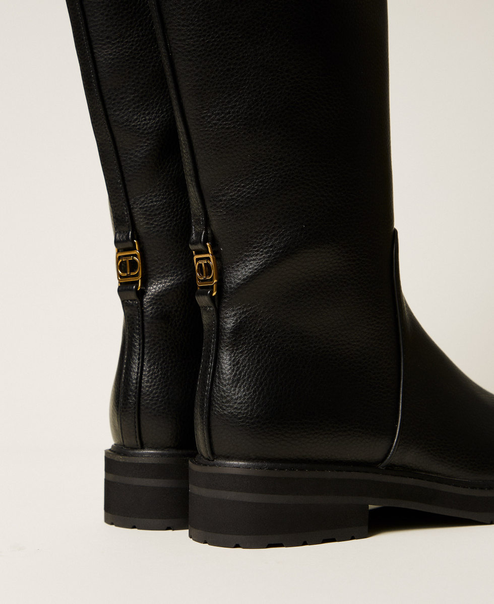 Bottes montantes avec logo Noir Femme 252TGT124_00006_03