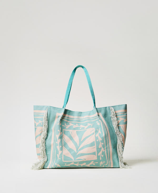 Borsa shopper in canvas stampato