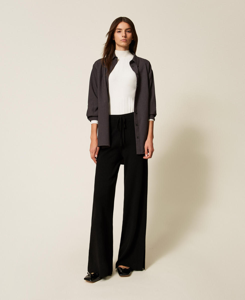 Wide knit trousers Black Woman 252LL3NCC_00006_01