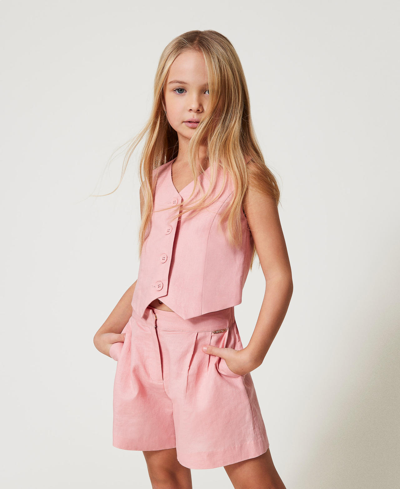 Szorty z mieszanki lnu Sweet Rose Dziewczynka 251GJ2403_00533_01