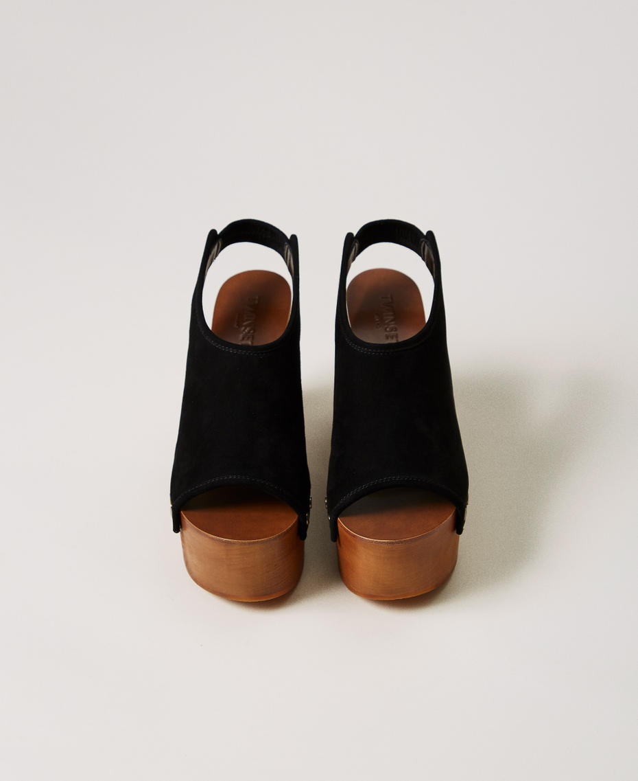 Suede open-toe sandals Black Woman 251TST014_00006_03