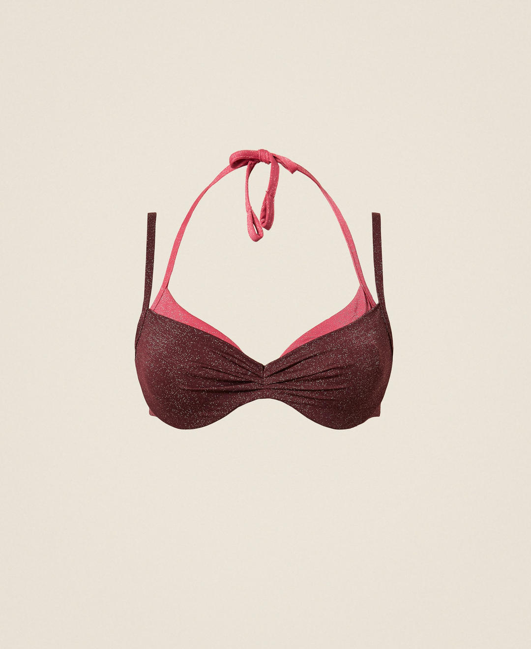 Haut de maillot de bain à armatures bicolore avec lurex