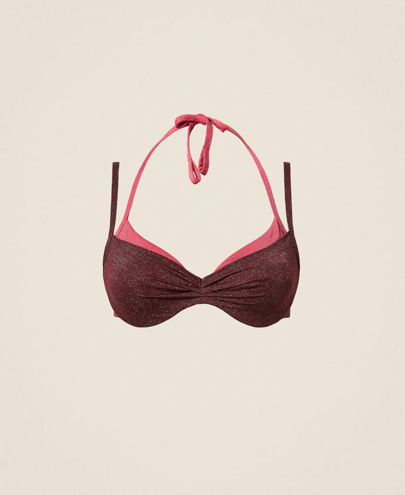 Two-tone underwired bikini top with lurex Two-tone Winetasting Purple/Cyclamen Fuchsia Woman 261LBME56_13311_S0