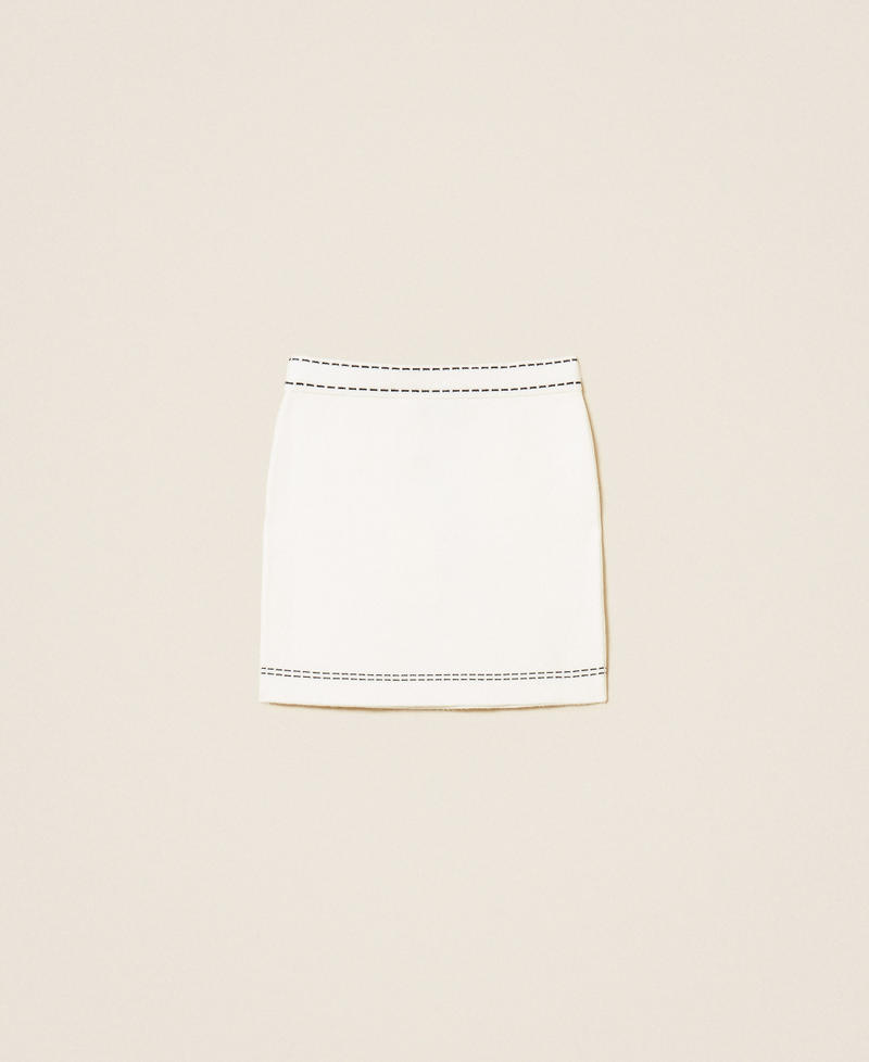 Short knitted skirt with stitching "Snow" White/Black Girl 262GJ3021_13770_S1