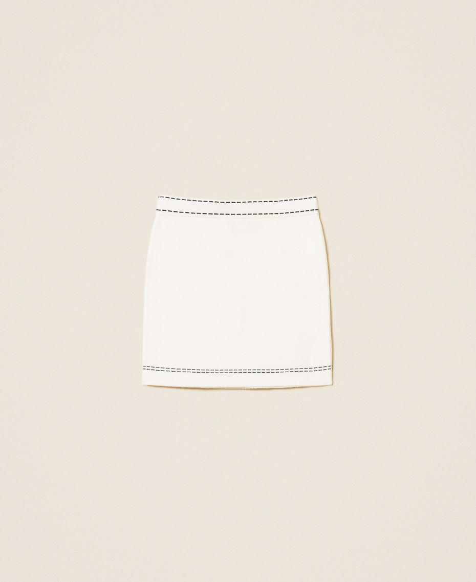 Short knitted skirt with stitching "Snow" White/Black Girl 262GJ3021_13770_S1