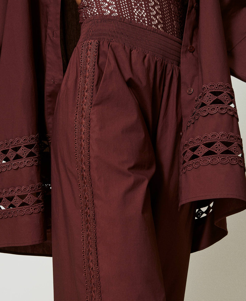 Pantaloni in popeline con crochet Brown Stone Donna 251LB2KCC_12133_04
