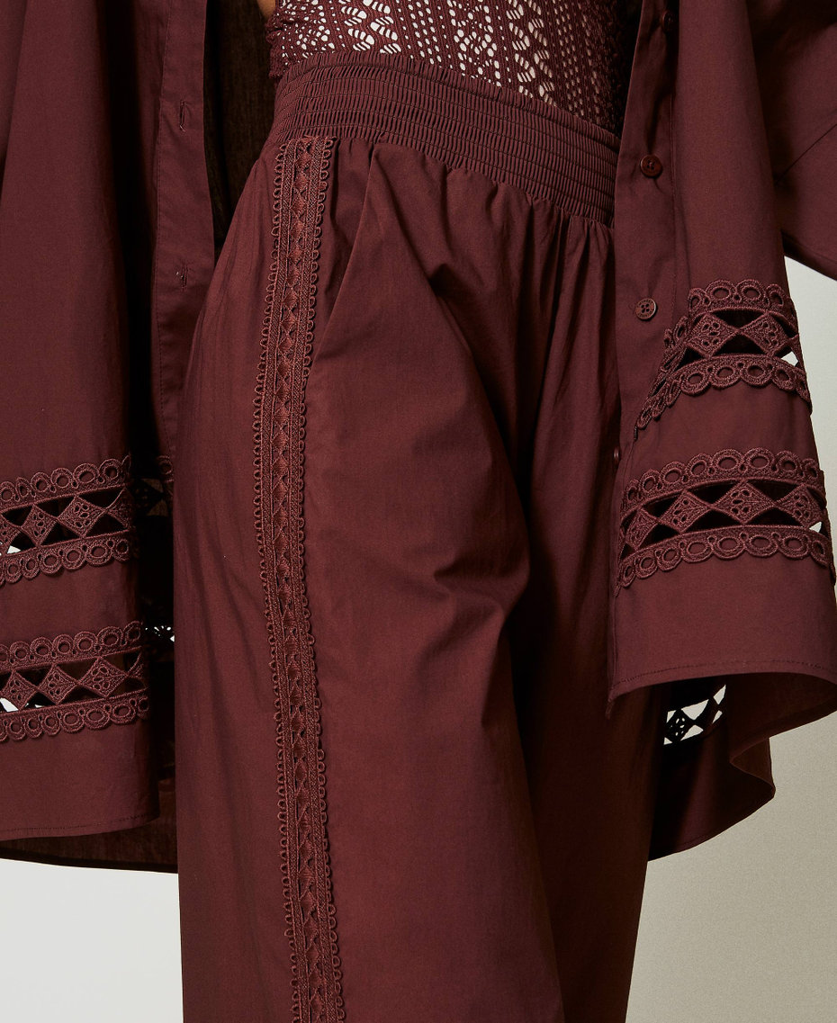 Pantaloni in popeline con crochet Brown Stone Donna 251LB2KCC_12133_04