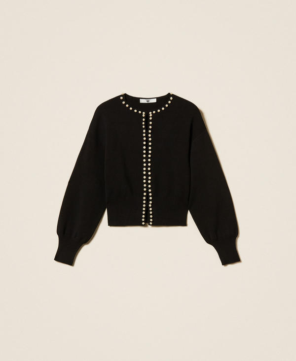 Cardigan with pearl embroidery