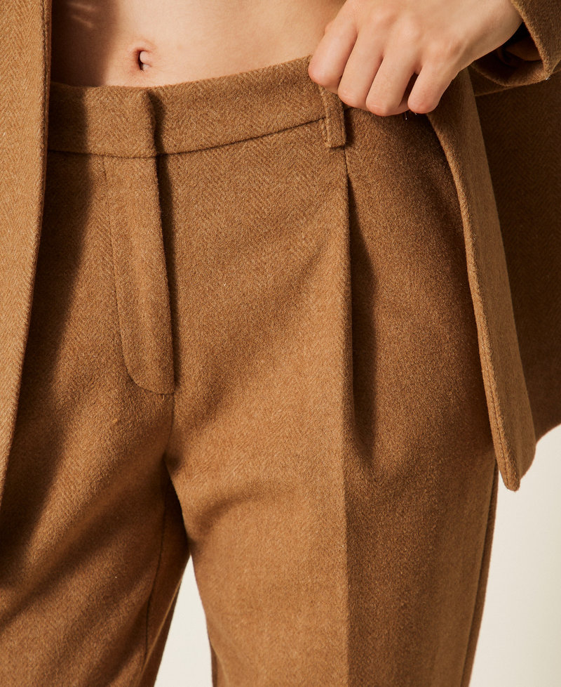 Pantaloni in misto lana chevron Toffee Herringbone Donna 262AT2261_14041_04