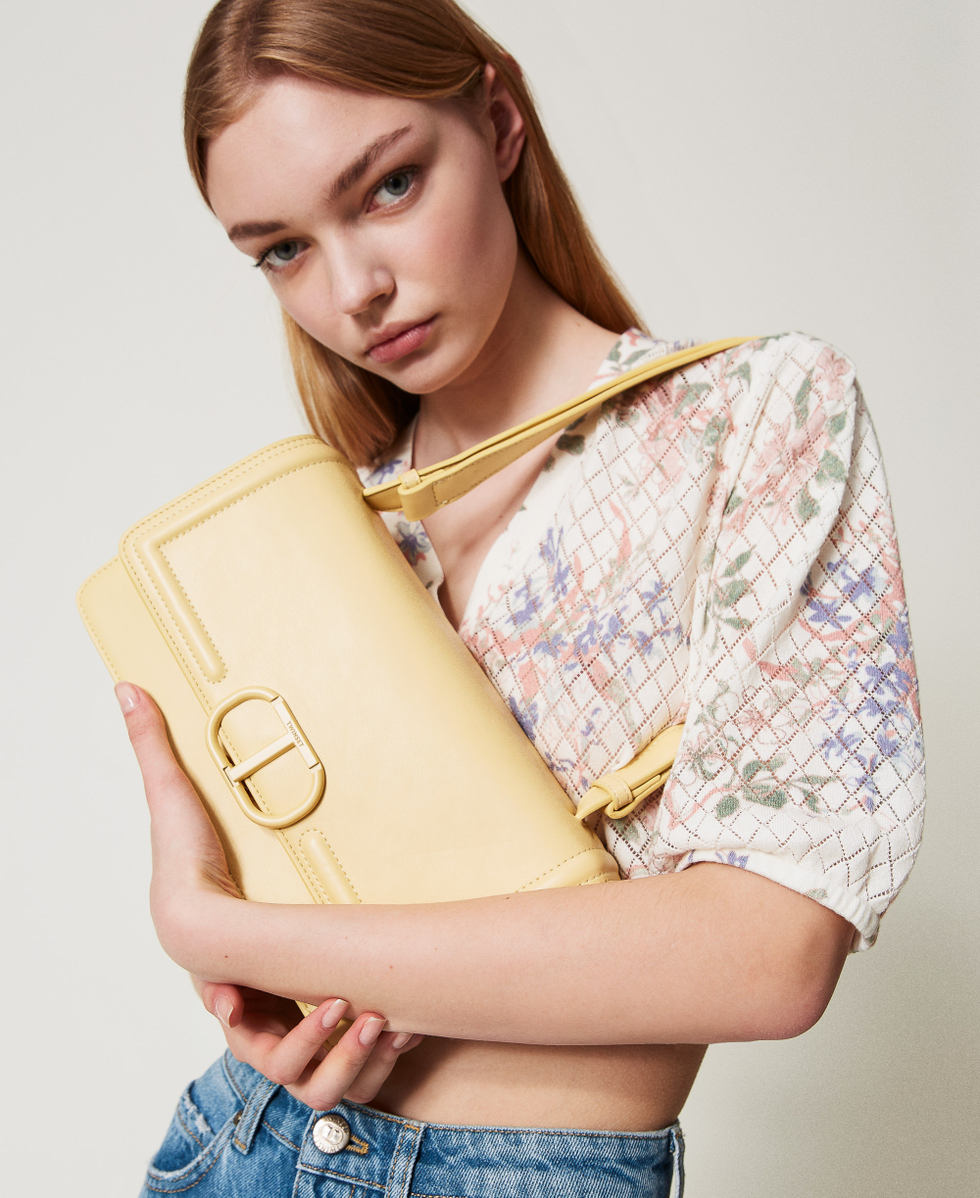 &lsquo;Brera&rsquo; rectangular bag with Oval T fastener Pale Yellow Woman 251TB7231_12144_T0