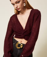 Boléro en maille de mohair mélangé Violet « Winetasting » Femme 252TP3525_05609_04