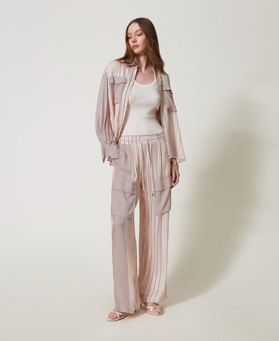 Satin palazzo trousers Funny Stripes Dark Love Potion Woman 251AP2200_12245_01