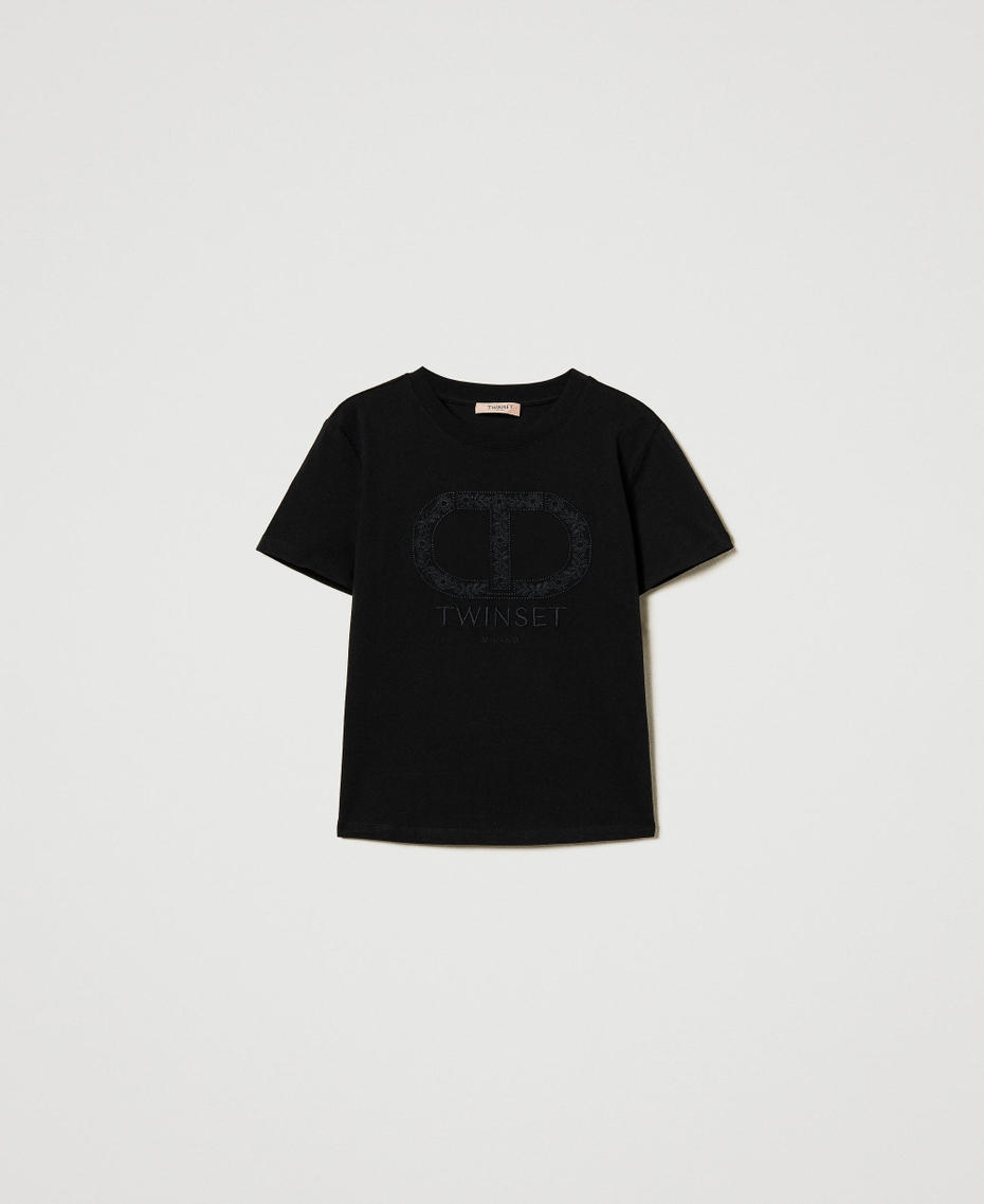 T-shirt with Oval T embroidery Black Woman 251TP2072_00006_S0