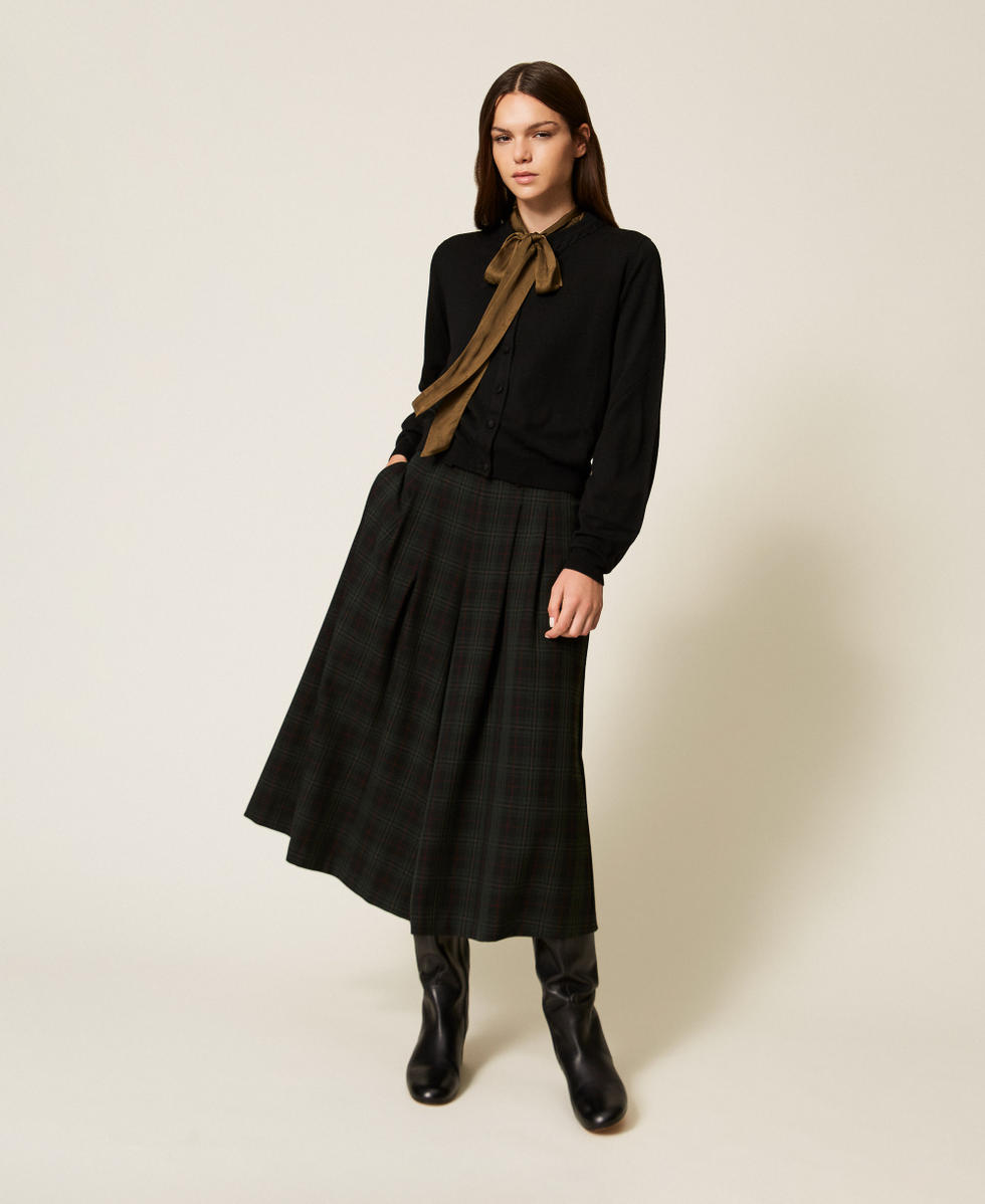 Cardigan girocollo lurex con treccia Nero Donna 252LL3NAA_00006_02