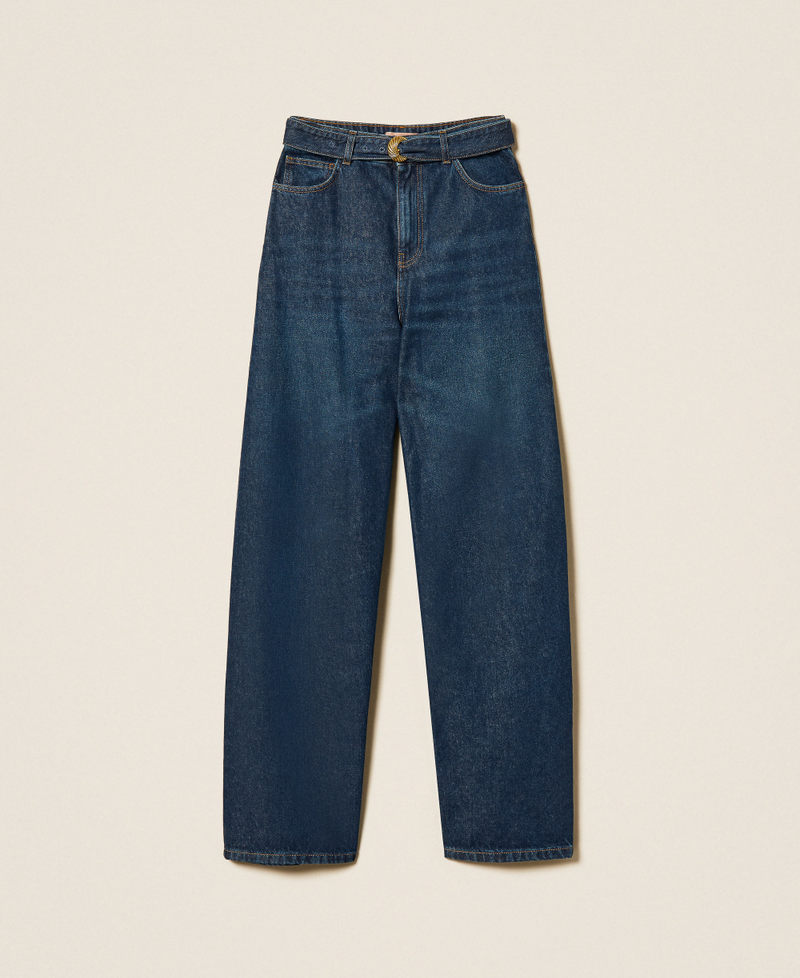 Jean barrel avec ceinture Denim Fonc&eacute; Femme 262TP2540_01313_S0