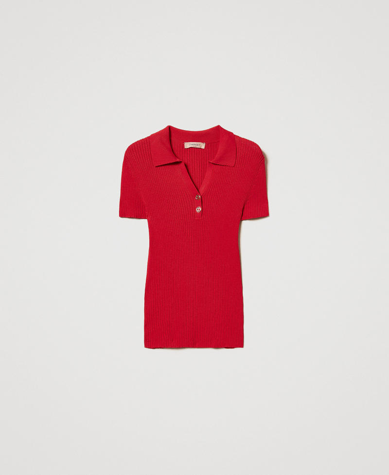 Pull polo c&ocirc;tel&eacute; Hibiscus Red Femme 251TT3222_12365_S0
