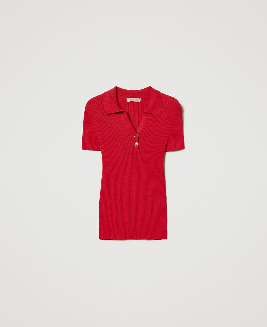 Pull polo c&ocirc;tel&eacute; Hibiscus Red Femme 251TT3222_12365_S0