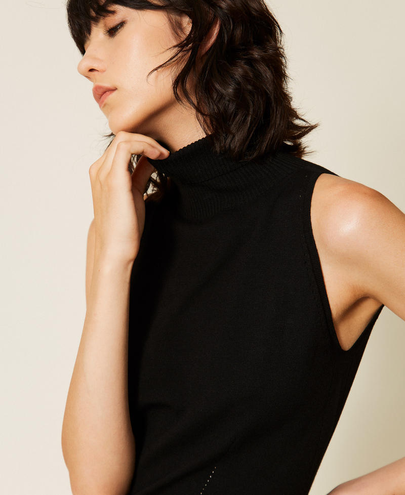 Top dolcevita in maglia Nero Donna 262TP3Q10_00006_PD