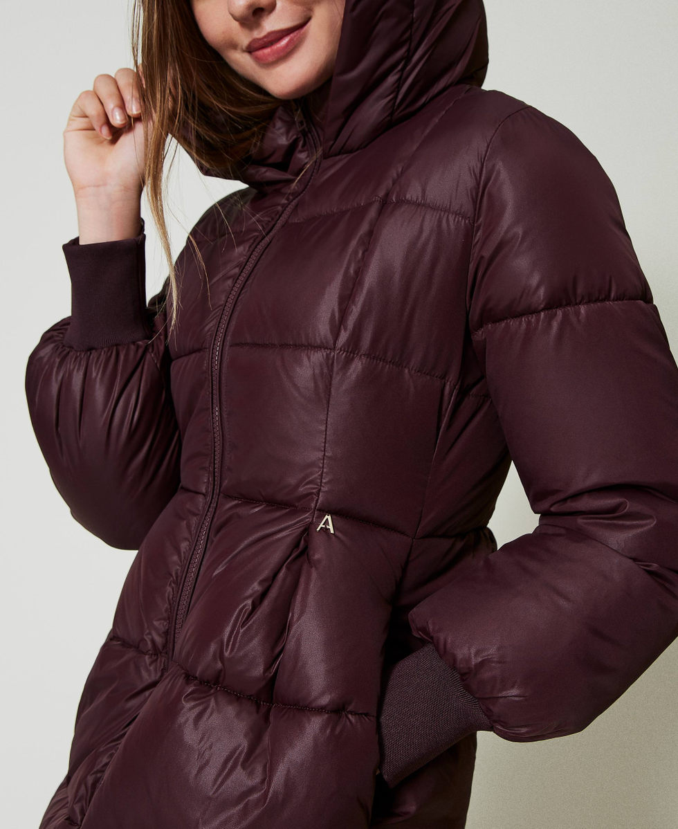 Long puffer jacket with hood Potent Purple Woman 242AT2010_11963_04