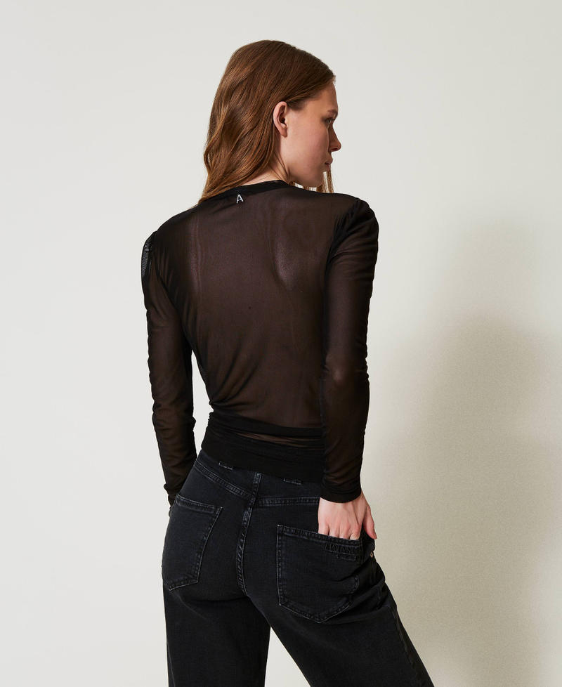 Stretch tulle top Black Woman 251AP2560_00006_02
