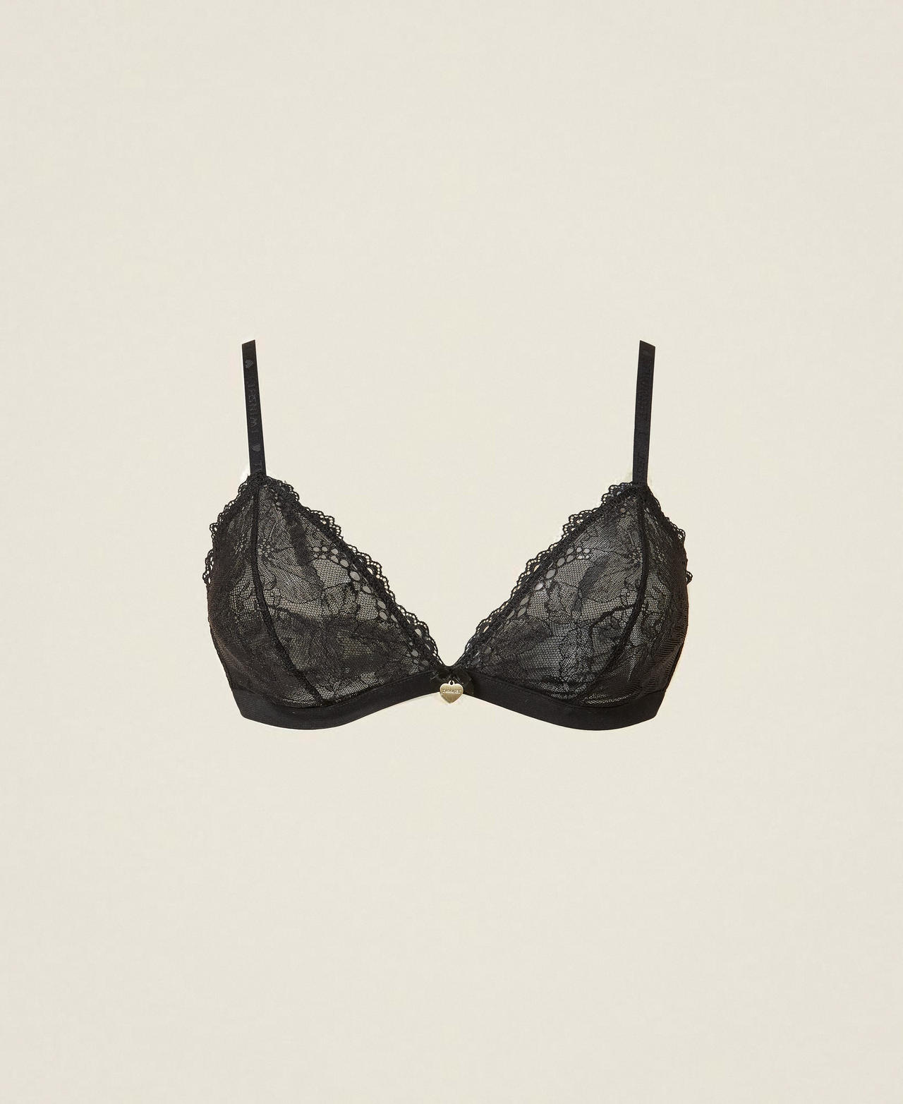 TWINSET - Soutien-gorge triangle en dentelle, Femme, Noir, 2-B