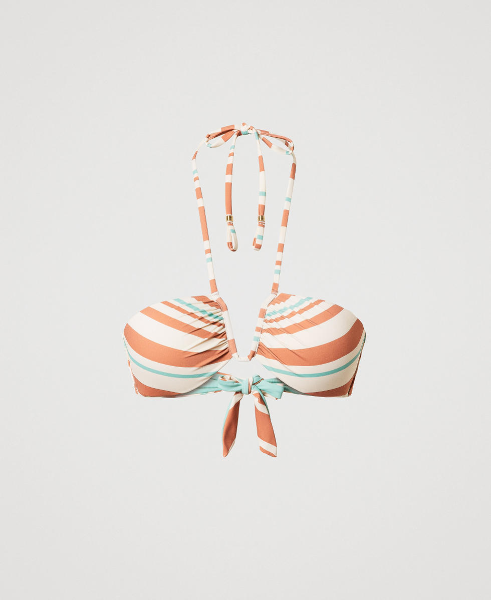 Striped bandeau bikini top