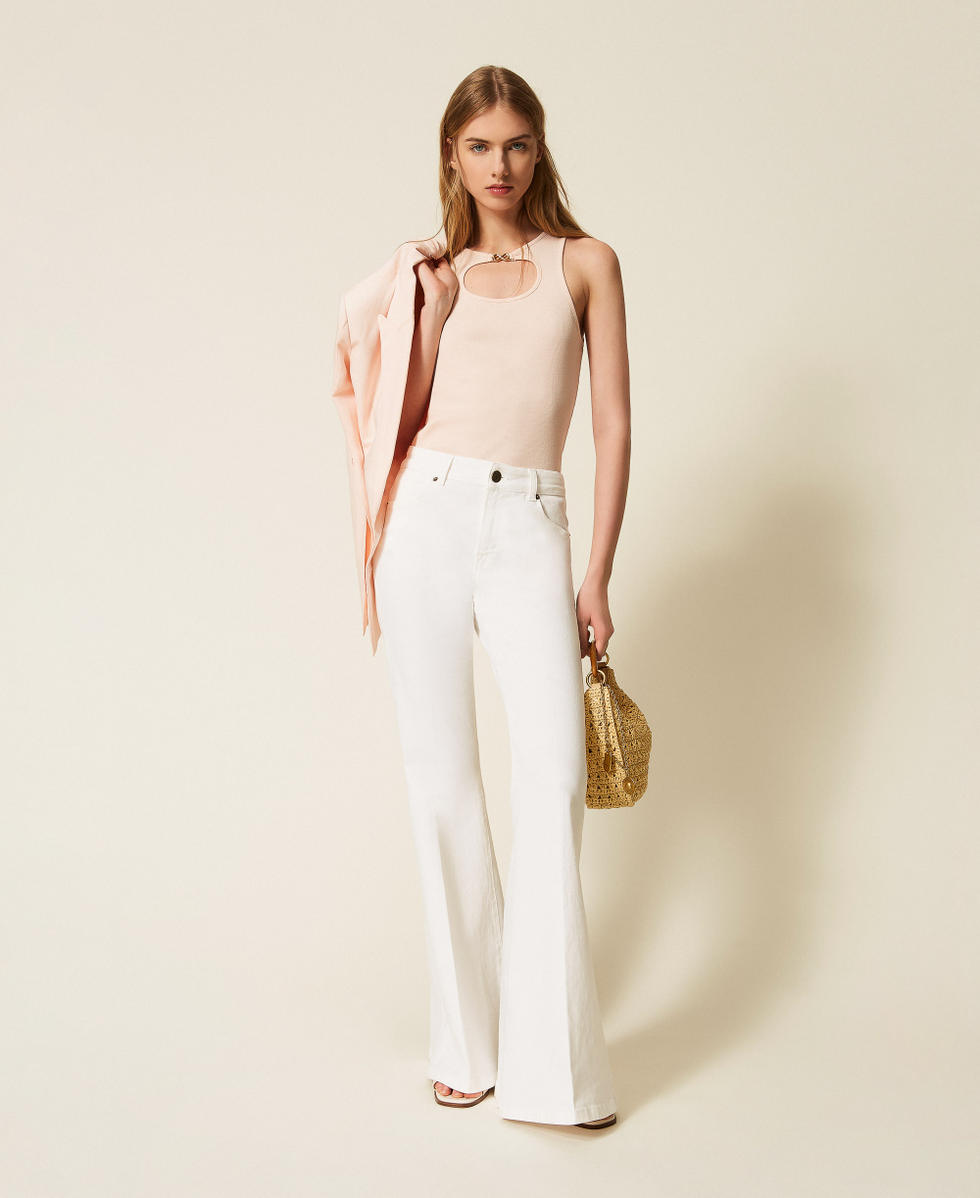 Top a costine con logo Pearl Rose Donna 261TT2280_13144_T0