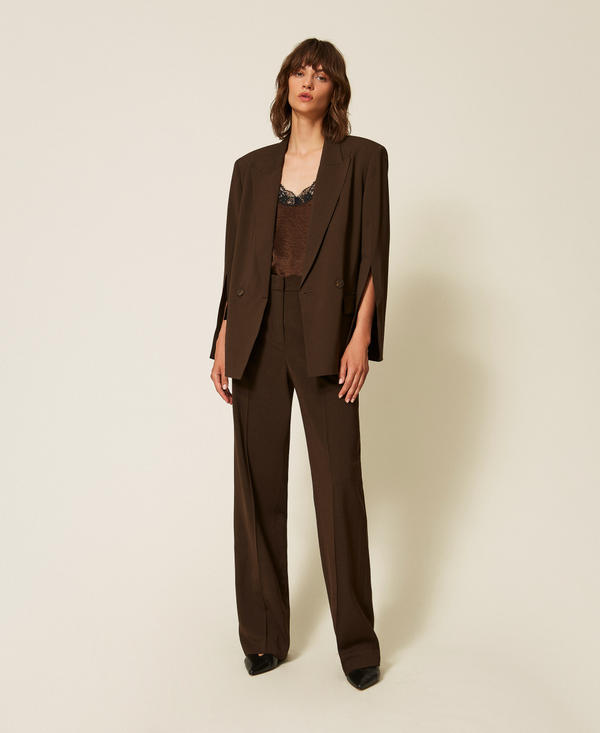Straight twill trousers with pockets