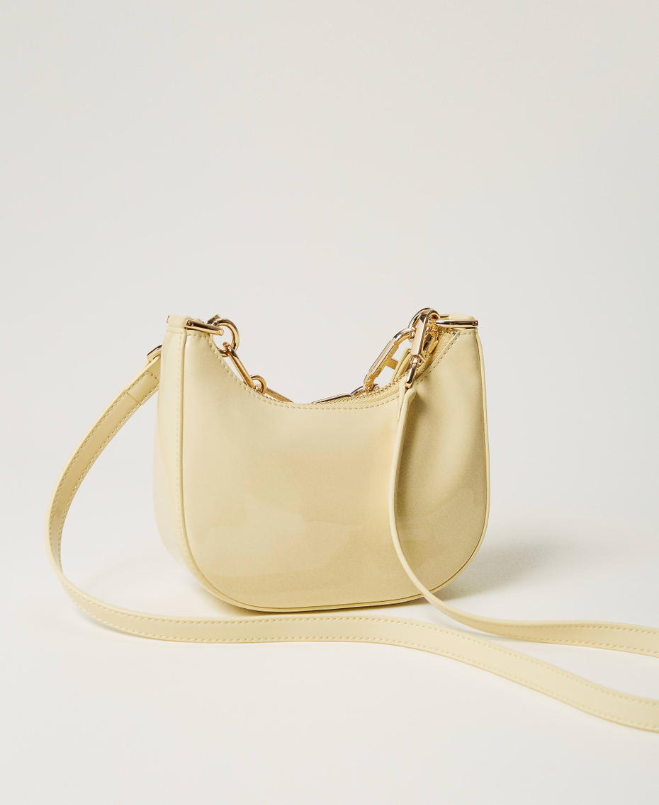 &lsquo;Mini Croissant&rsquo; patent effect bag Pale Yellow Woman 251TB7341_12144_03
