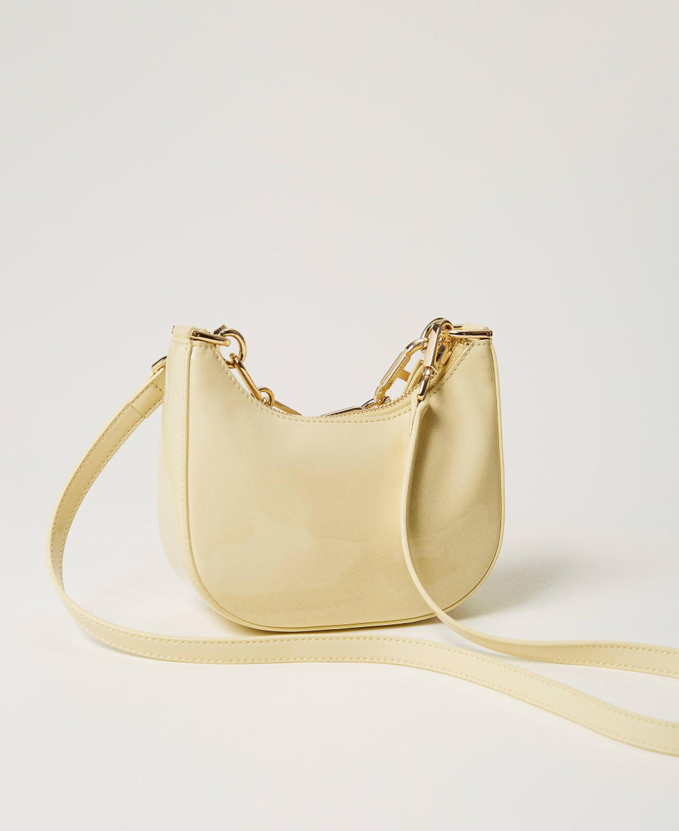 &lsquo;Mini Croissant&rsquo; patent effect bag Pale Yellow Woman 251TB7341_12144_03