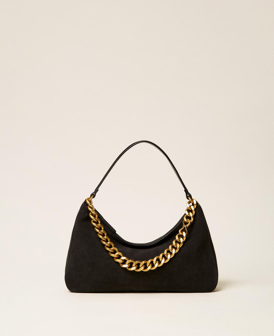 Liliane medium suede bag Black Woman 999TB7015_00006_01