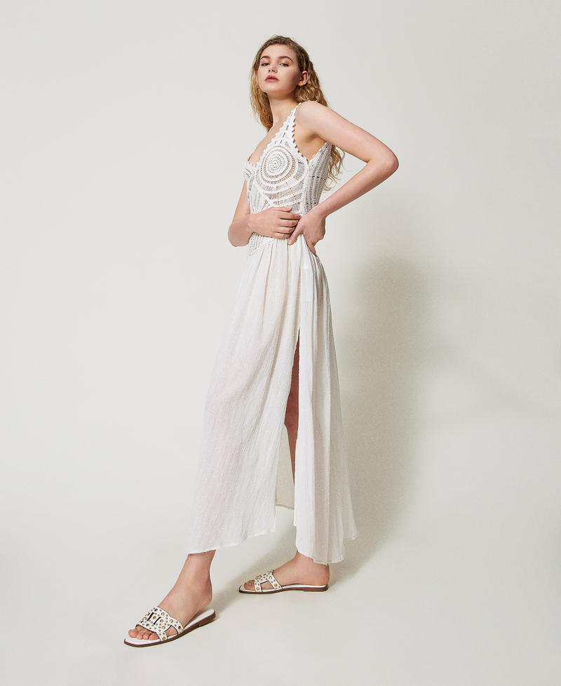 Long dress with crochet knit White Snow Woman 251TT3120_00282_01