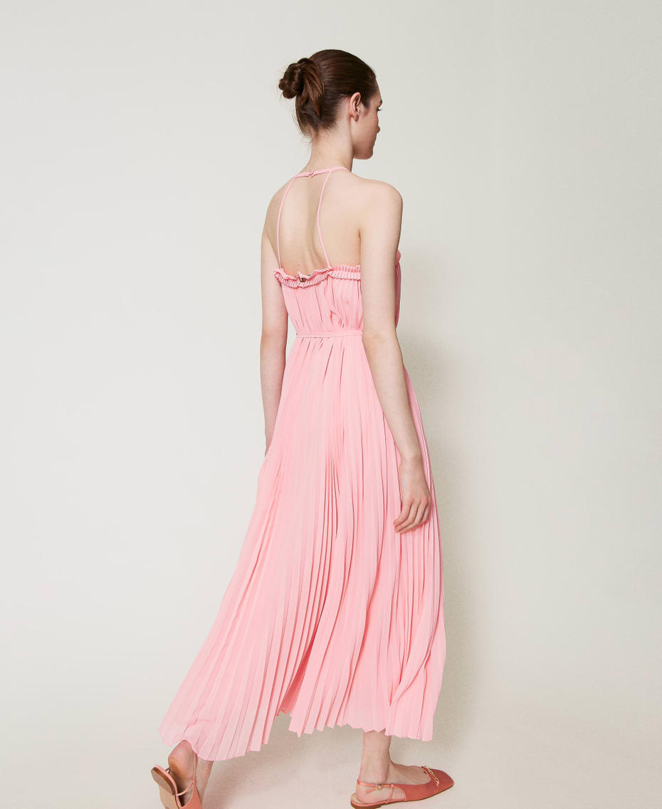Abito lungo in georgette plissé con cintura Peach Donna 251TP2332_12142_04