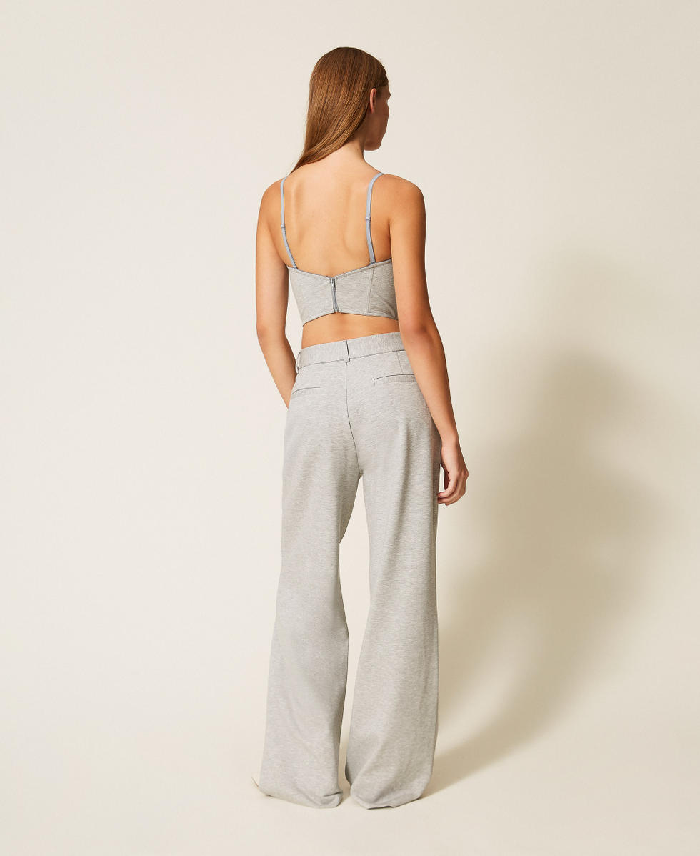 Pantalon palazzo avec poches Gris Clair Chin&eacute; Femme 261AP2145_12837_02