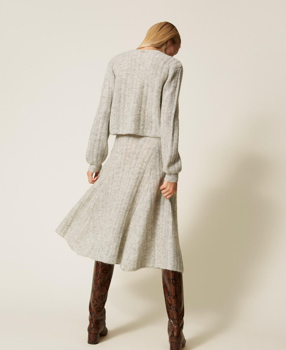 Gonna longuette in mohair e lurex Grigio M&eacute;lange Chiaro Donna 252TP3262_0082C_03
