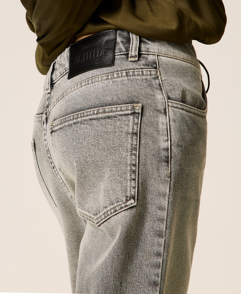 Jean droit avec revers Denim Gris Délavé Femme 252AP2430_07284_04