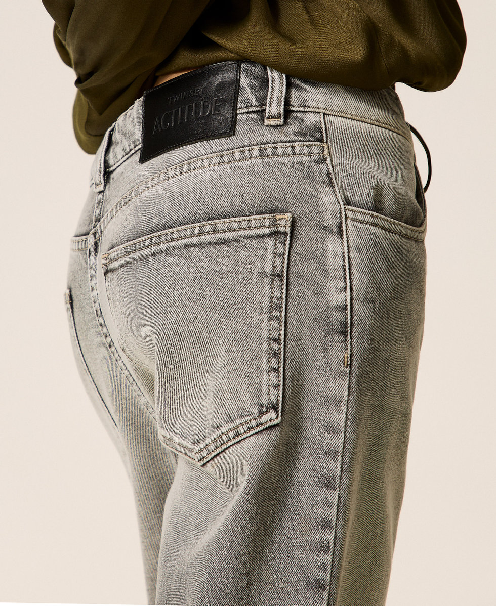 Jean droit avec revers Denim Gris D&eacute;lav&eacute; Femme 252AP2430_07284_04