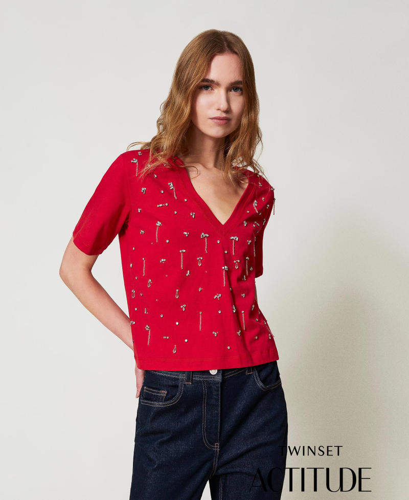 Cropped T-shirt with embroidery Love Potion Woman 251AP2223_12120_PA
