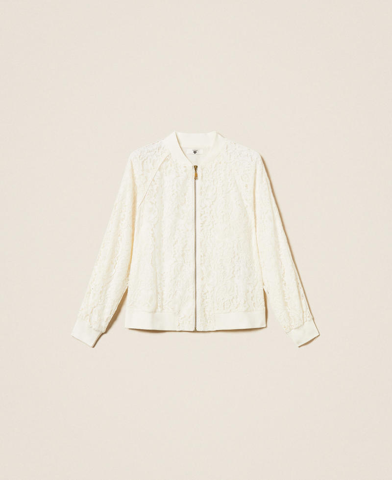 Lace sweatshirt with zip Off White Woman 252LL2JAA_00526_S0