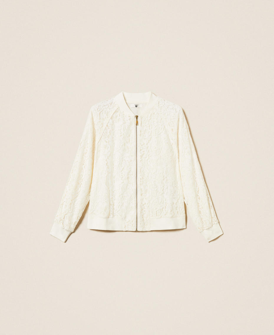 Lace sweatshirt with zip Off White Woman 252LL2JAA_00526_S0