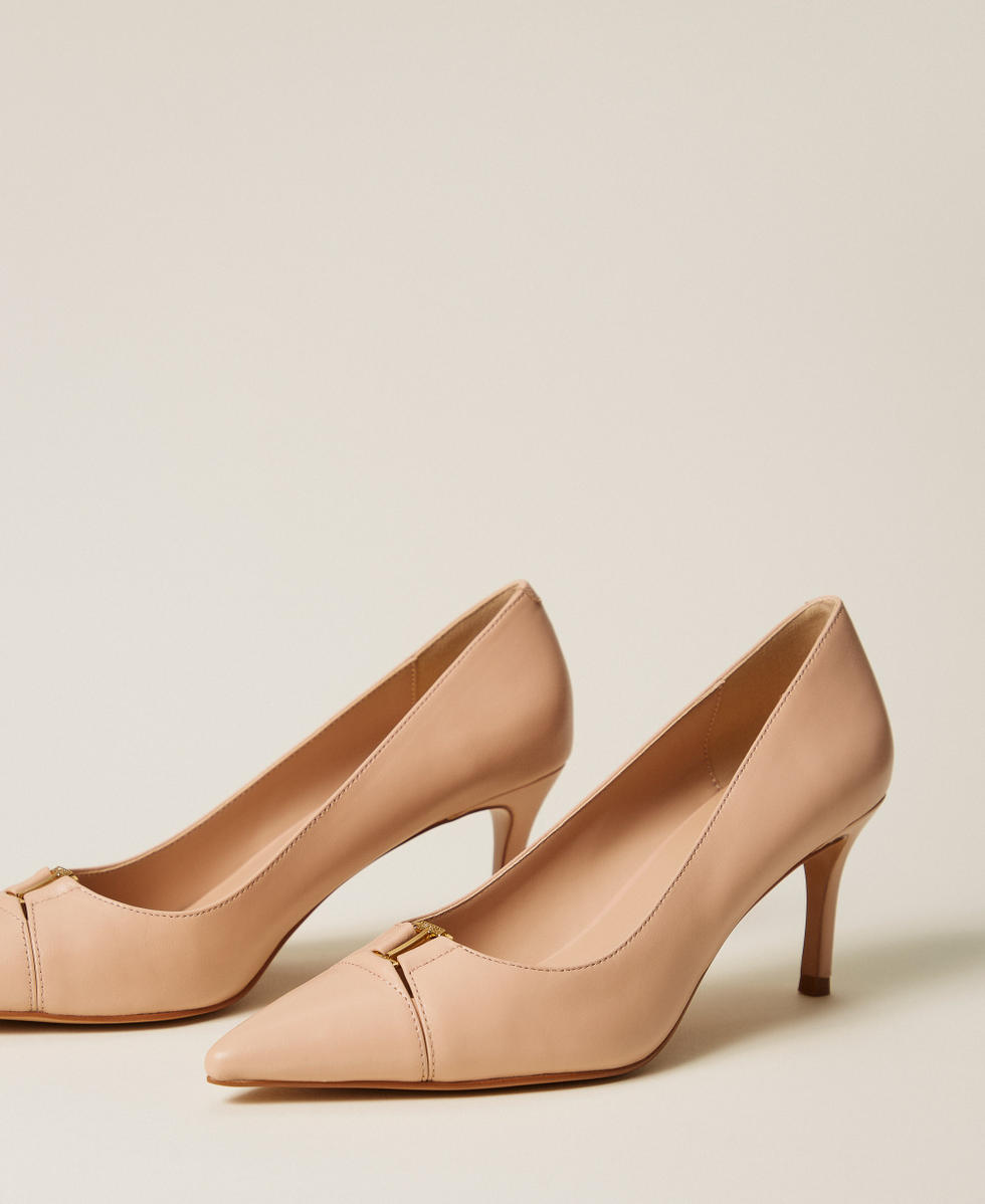 Mittelhohe Pumps aus Leder "Candy Peach"Rosa Frau 261TCP032_00867_02