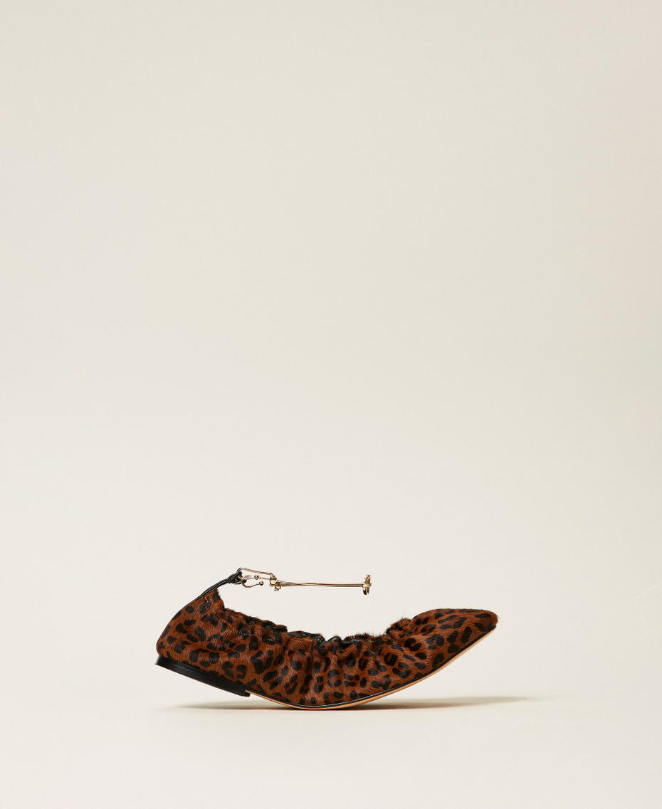 Leather ballet flats with animal print Animal Print Woman 252TCP224_12618_01