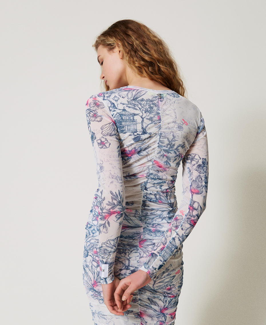 MYFO Bluse mit Raffmotiv Japanese Toile De Jouy Frau 251AQ2101_12431_03