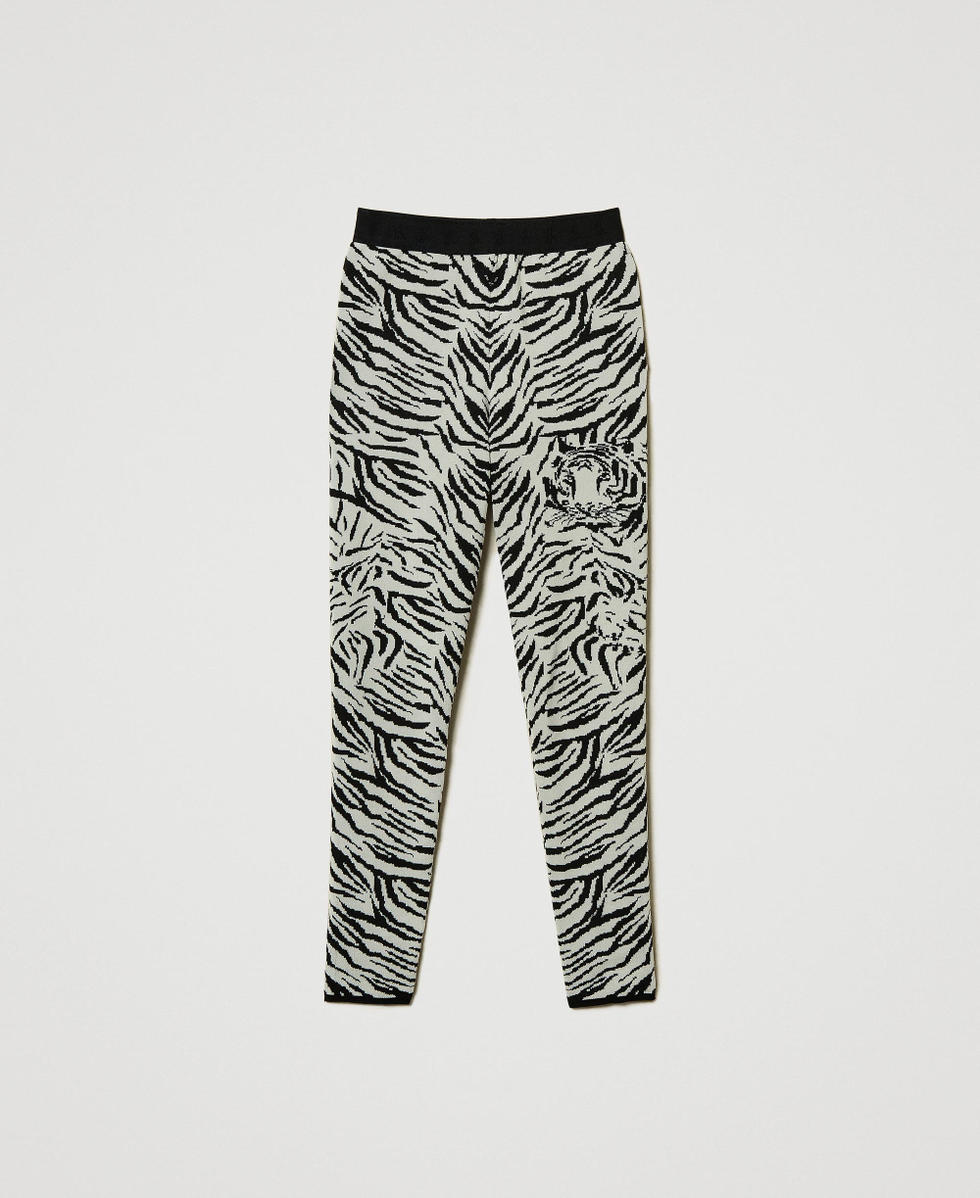 Legging MYFO en maille jacquard Jacquard Bicolore Tigre Femme 242AM3552_11791_S0
