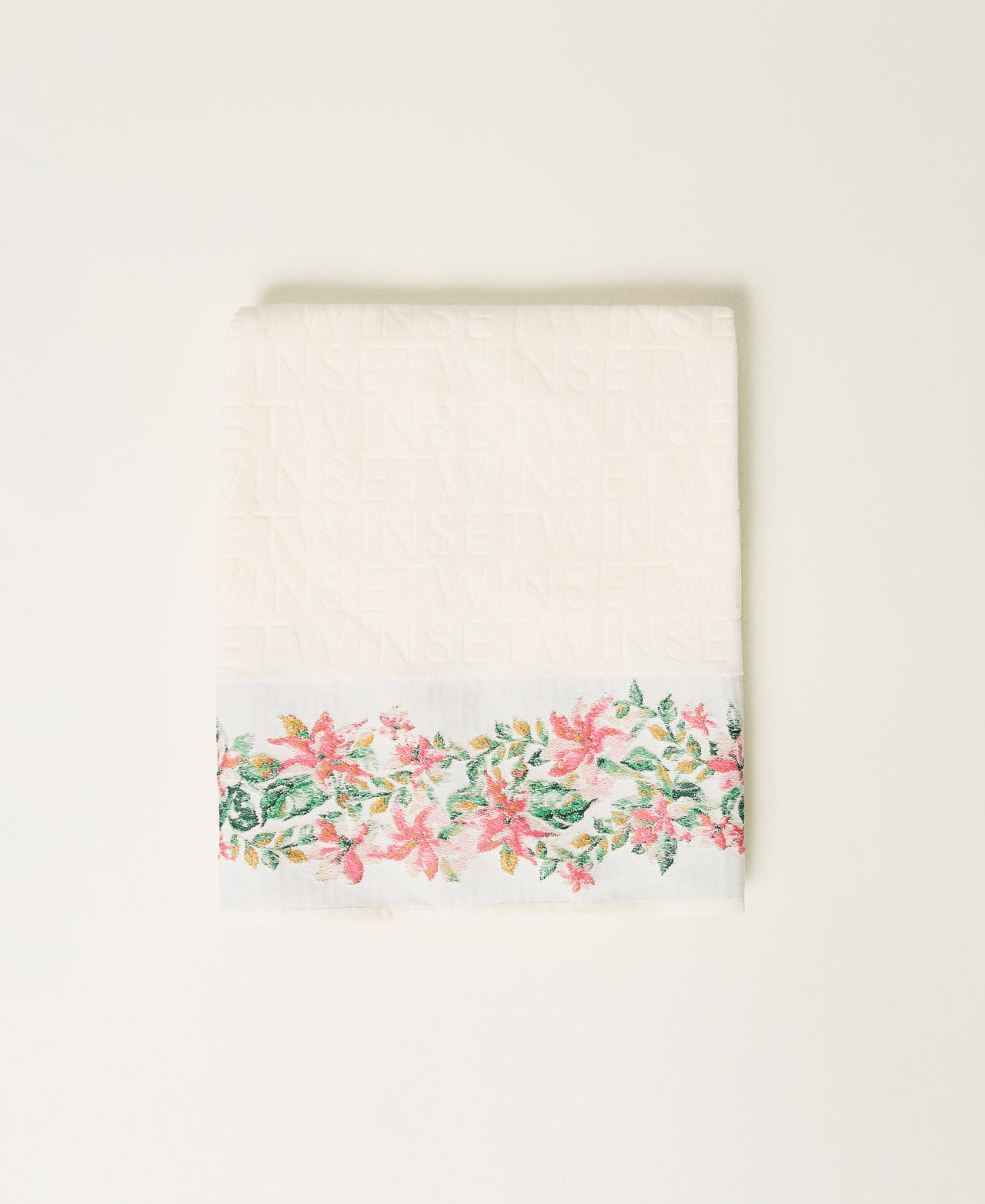 Twinset - Serviette de plage en éponge avec fleurs, Imprimé Rayure Fleurs Nacre/Multicolore, Taille Unique