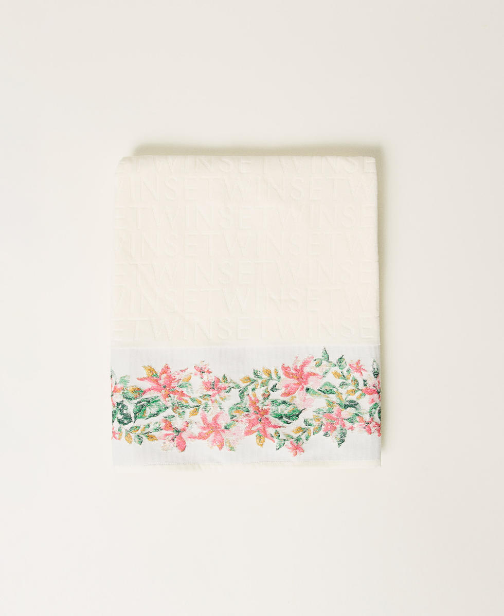 Serviette de plage en &eacute;ponge avec fleurs Imprim&eacute; Rayure Fleurs Nacre/Multicolore Femme 251LB4BAA_12198_01