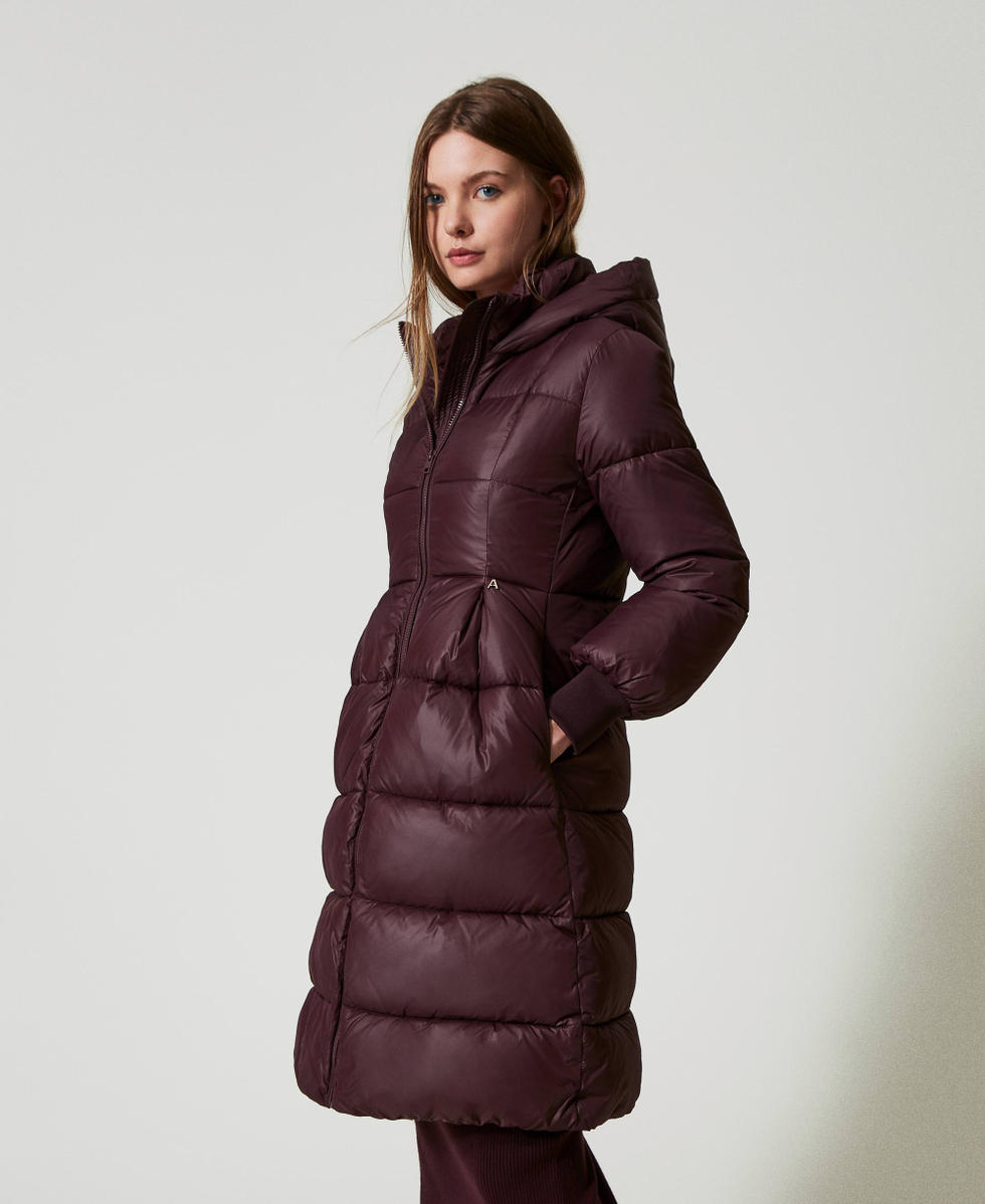 Burgundy long puffer jacket shop