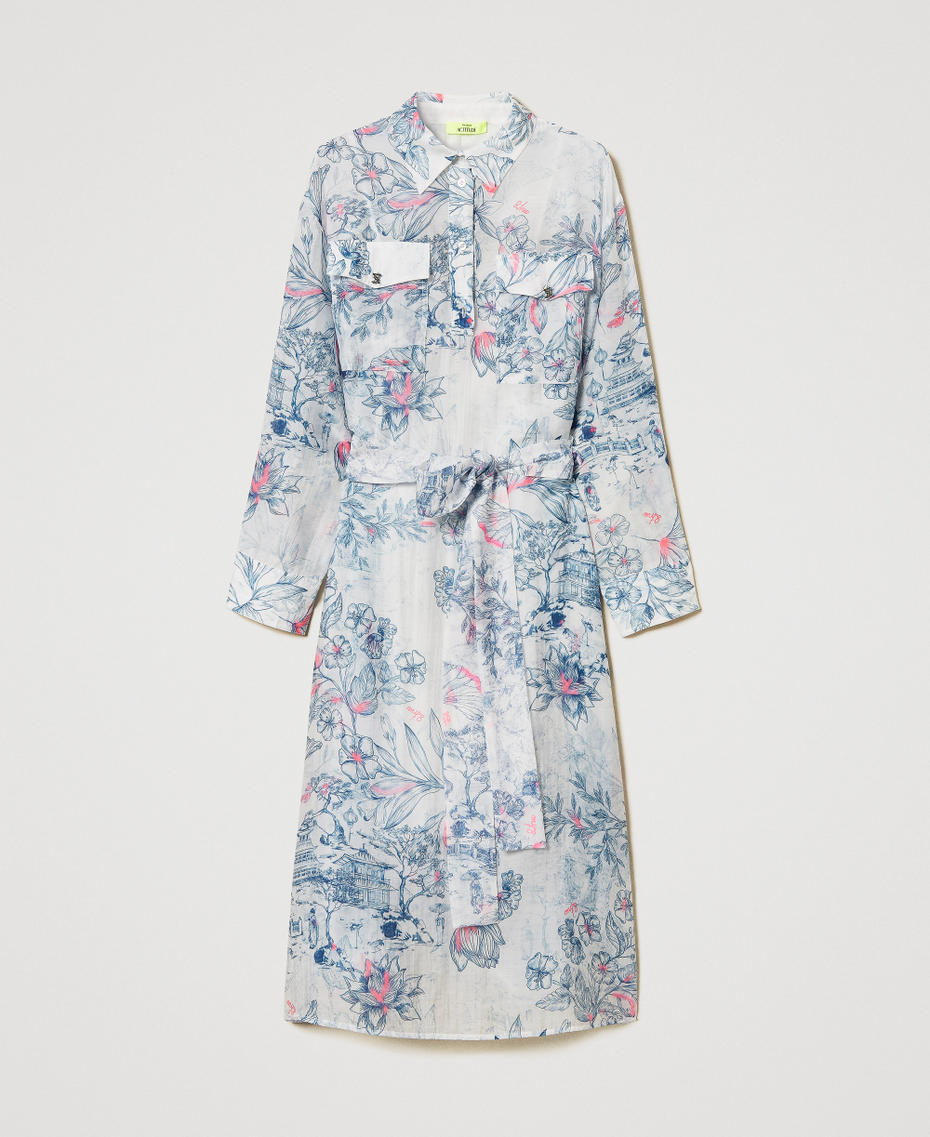 MYFO midi dress in organza Japanese Toile de Jouy Woman 251AQ2092_12431_S0